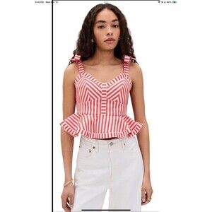 Hunter Bell Lena Sleeveless Blouse/Top Red & White Back Zip Size 6 MSRP $167.00